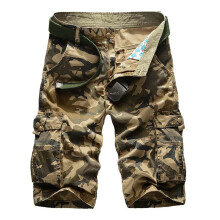 (Khaki Camo, 36) UK Mens Summer Army Camouflage Half Pants Shorts Casual Shorts Cargo Shorts