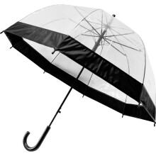 (Black) MantraRaj 23" Clear See Through Dome Umbrella Ladies Transparent Walking Rain Brolly Strong, Lightweight, Waterproof Wedding Umbrella