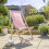 Sun Lounger Foldable Model Wooden Design Deck Chair Light Pink 3