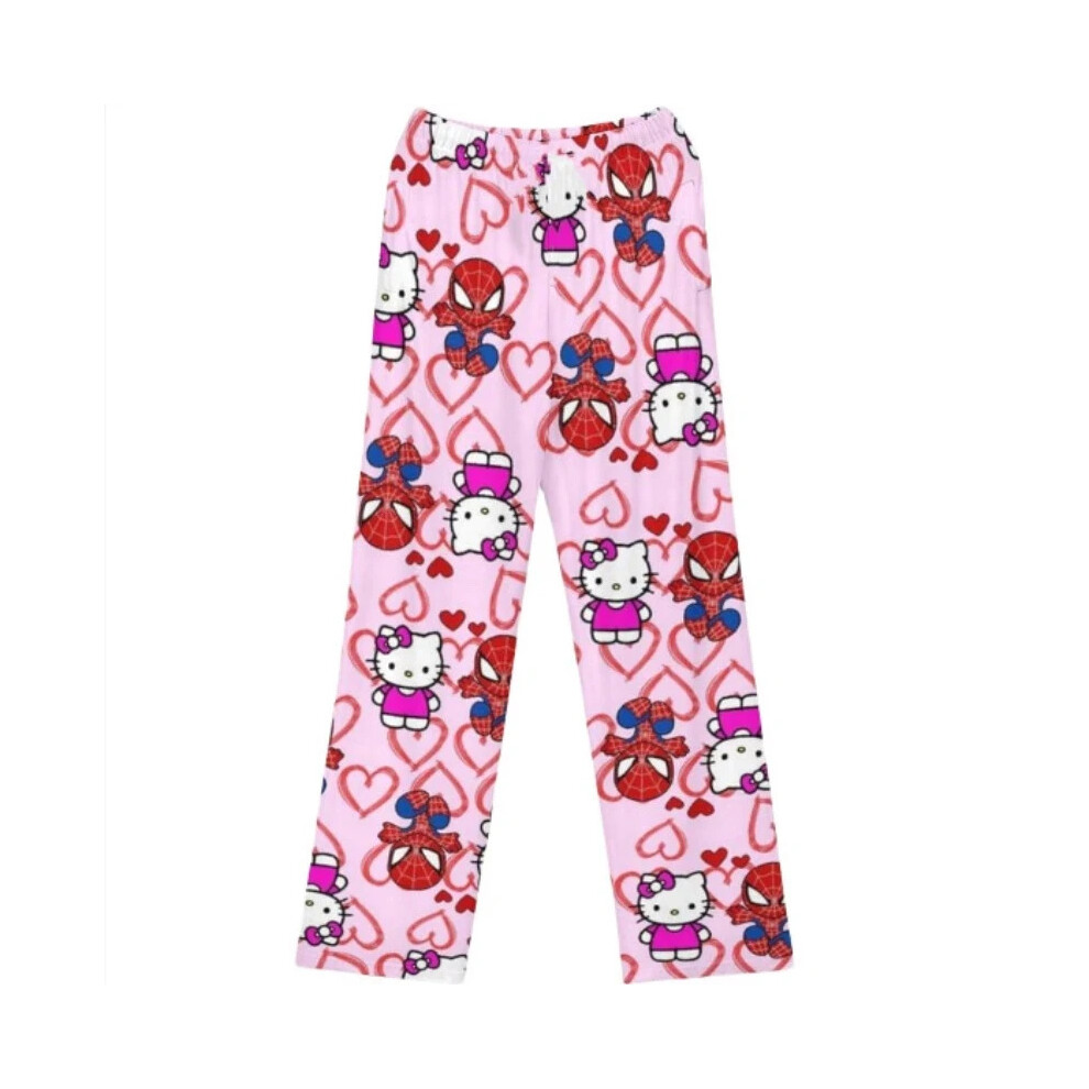 (Pink, M) Cotton Hello Kitty Ladies Pajama Pants Pyjama Trousers Sleep Bottoms Lounge Sleep Pants