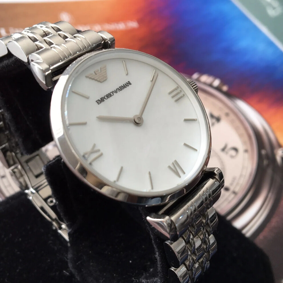 Emporio Armani AR1682 Women's Gianni Stainless Steel White Dial Watch