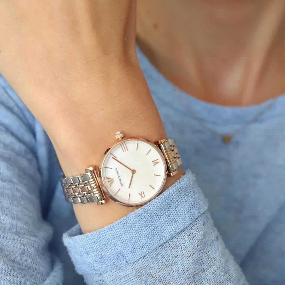 Emporio Armani AR1683 Ladies Retro Two Tone Gold Watch