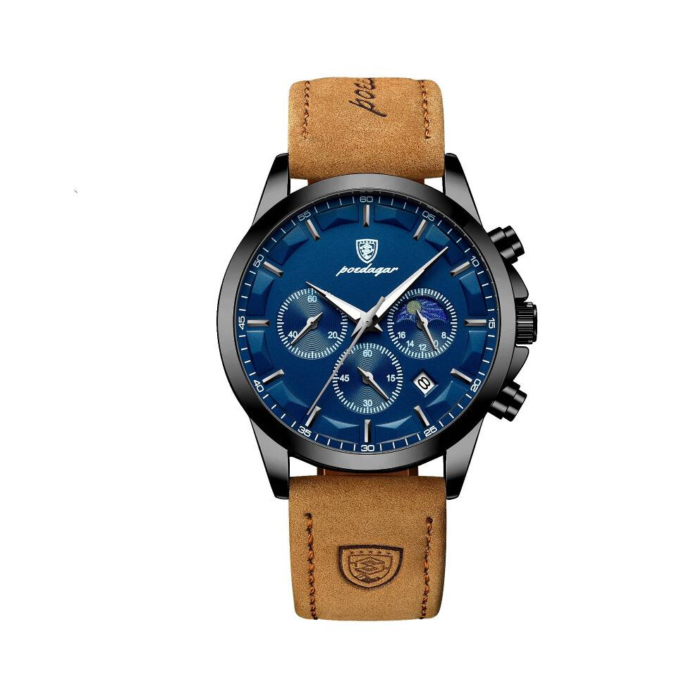 (Black Blue) Luminous Man Watch Calendar Quartz Business Versatile Gift Fashion