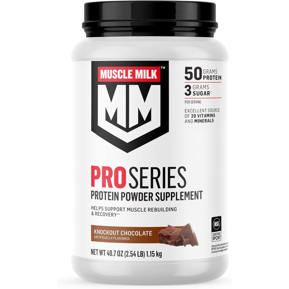 Muscle Milk Pro Series 50g Whey Protein Powder, Knockout Chocolate 2.54 lbs.