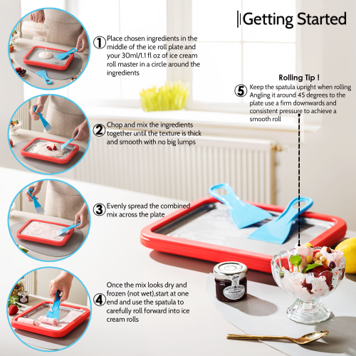 Ice Cream Roll Master Maker Kit Rolled Freezable Plate With 2 Spatulas Kit 1