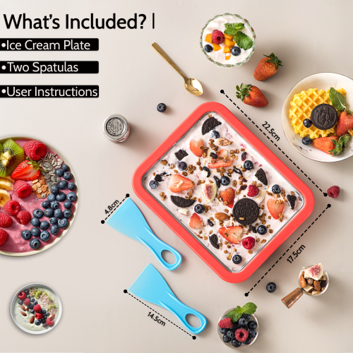 Ice Cream Roll Master Maker Kit Rolled Freezable Plate With 2 Spatulas Kit 2