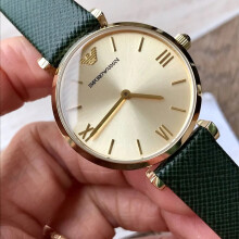 Emporio Armani Women's Watch AR1726 Quartz Leather Strap Beige Dial