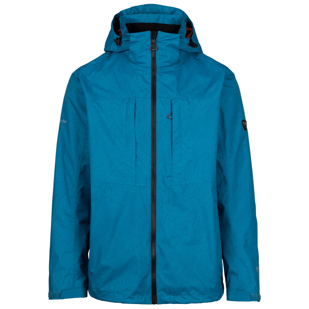 (S, Bondi Blue Print) Trespass Mens Waterproof Jacket RipStop Cullahill