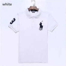 (White, L) Men's Custom Shirt Cotton Short Sleeve Large Pony