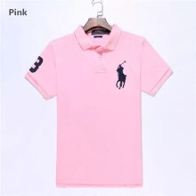 (Pink, L) Men's Custom Shirt Cotton Short Sleeve Large Pony