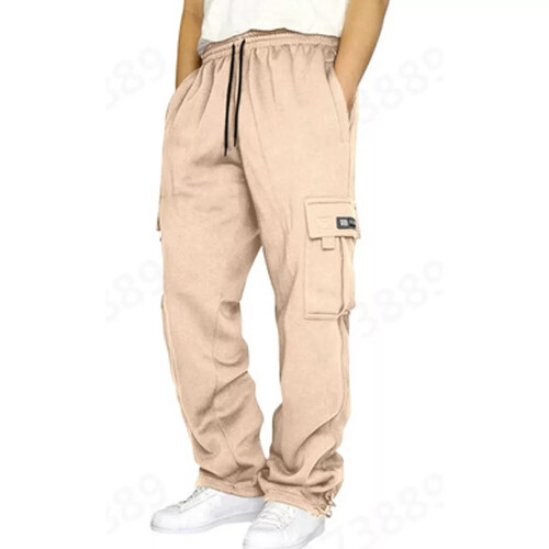 Beige White XL Mens Joggers Pants Tracksuit Bottoms Loose Jogging Straight Sweatpants Trousers