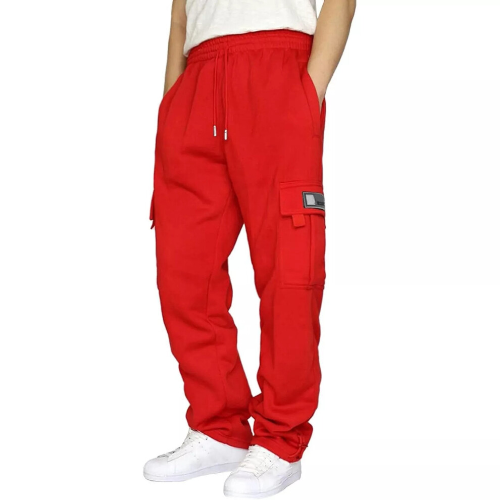 (Red, XL) Mens Joggers Pants Tracksuit Bottoms Loose Jogging Straight Sweatpants Trousers-image-OPC-PDYM2DK-NEW