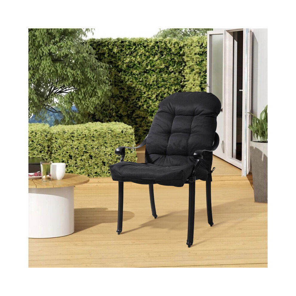 (L) Black Outdoor Waterproof Tufted Swing Seat Cushion
