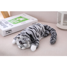 (Grey) Cuddly Electronic Cat Interactive Plush Animal Robot Toys Electric Robotic Pet -