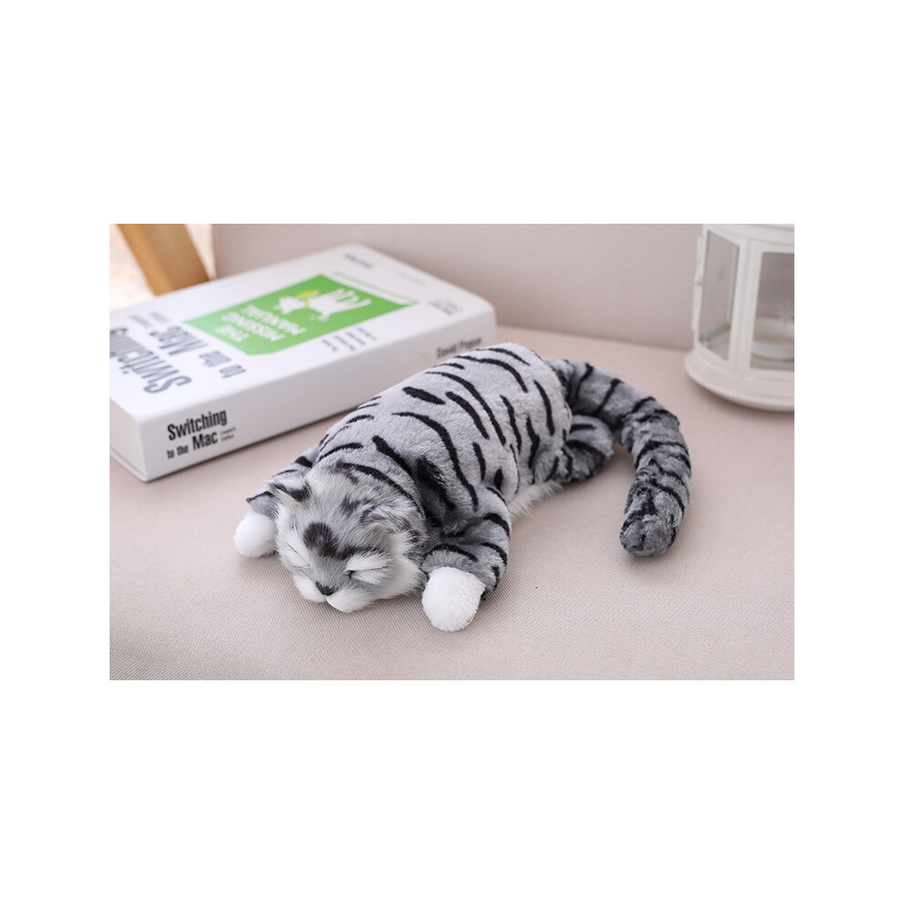 (Grey) Cuddly Electronic Cat Interactive Plush Animal Robot Toys Electric Robotic Pet - Grey