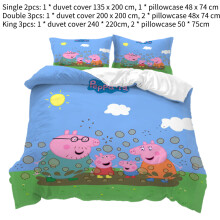 (Single) Peppa Pig Kid Single Double Bed Linen 3d Duvet Cover Set Soft comfortable fabric
