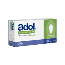 Adol 500mg Suppositories 10's, Relief Pain Such As Headache, Migraine, Backache, Theumatic Aches