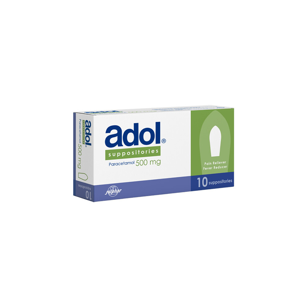 Adol 500Mg Suppositories 10'S, Relief Pain Such As Headache, Migraine, Backache, Theumatic Aches