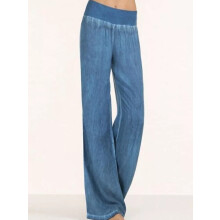(blue, L) Women High Waist Baggy Jeans Summer Wide Leg Denim Pants Trousers Thin Casual