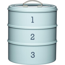 KitchenCraft Living Nostalgia 3-Tier Cake Storage Tin (22 x 27cm) Blue