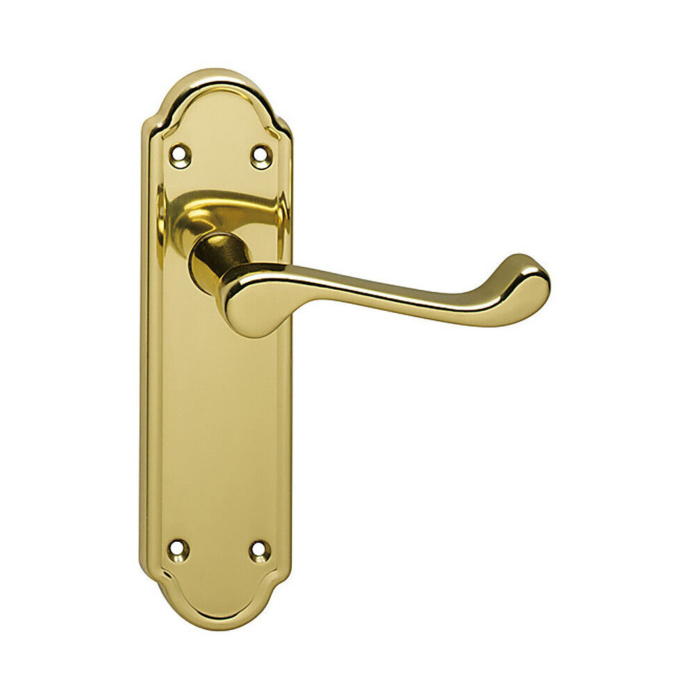 (Polished Brass Plain ) Metal Lever Latch Door Handles Set Round Rose