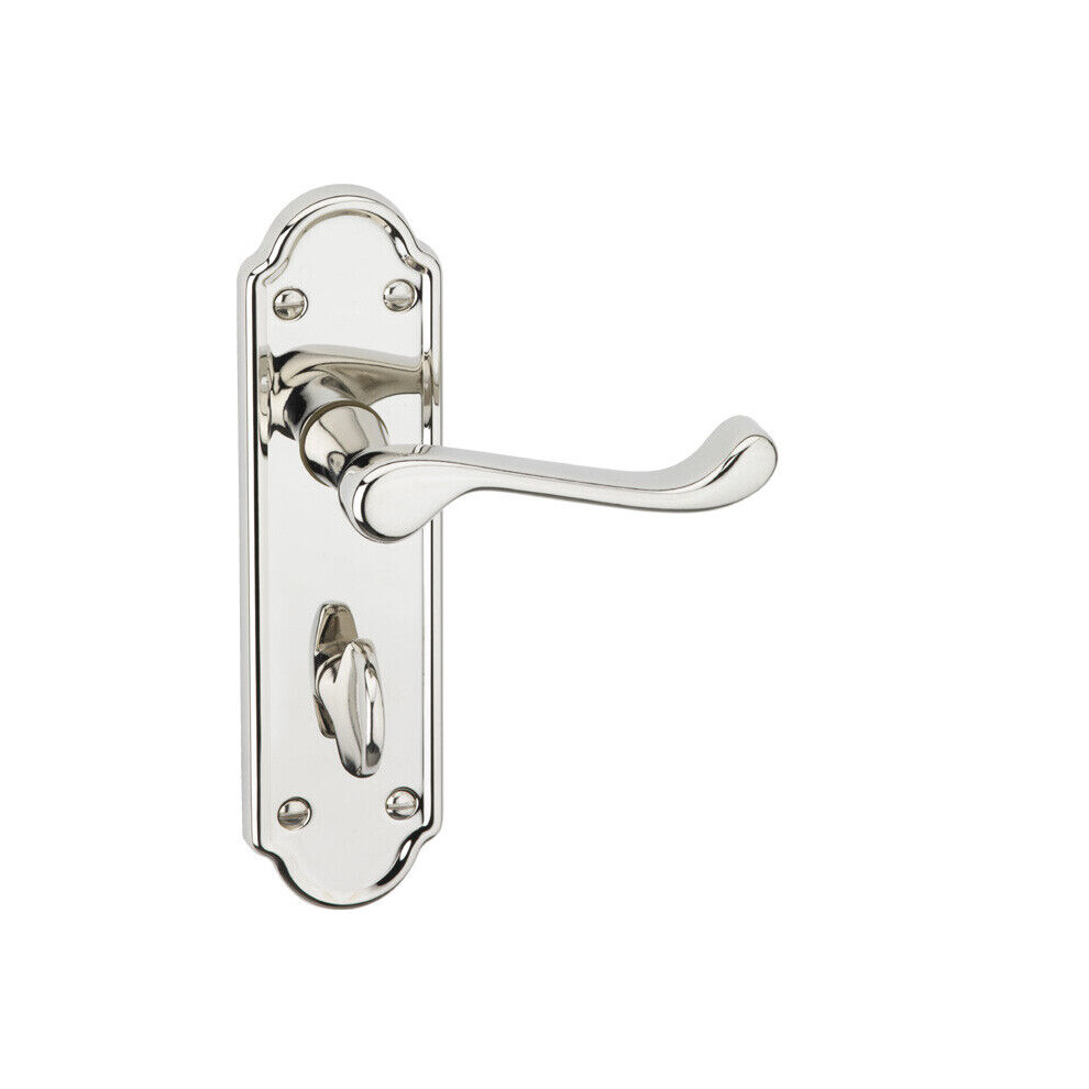 (Polished Nickel Bathroom ) Metal Lever Latch Door Handles Set Round Rose