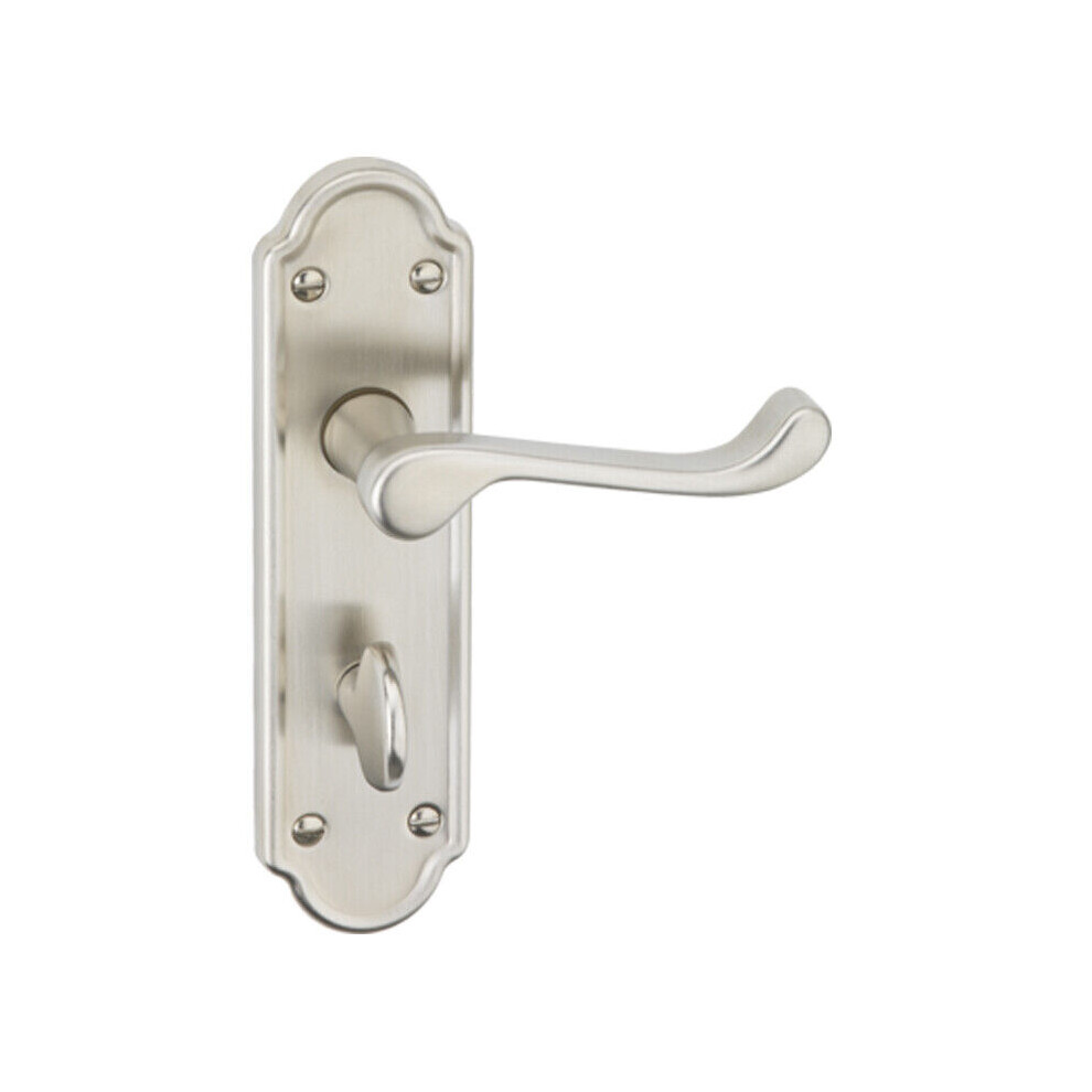 (Satin Nickel Bathroom ) Metal Lever Latch Door Handles Set Round Rose