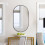 Living And Home Modern Oval Metal Wall Mirror Black 3