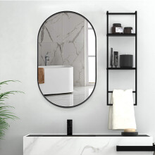 Modern Oval Metal Wall Mirror Black