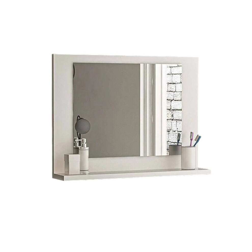 (White) Modern Wooden Wall Mounted Bathroom Mirror