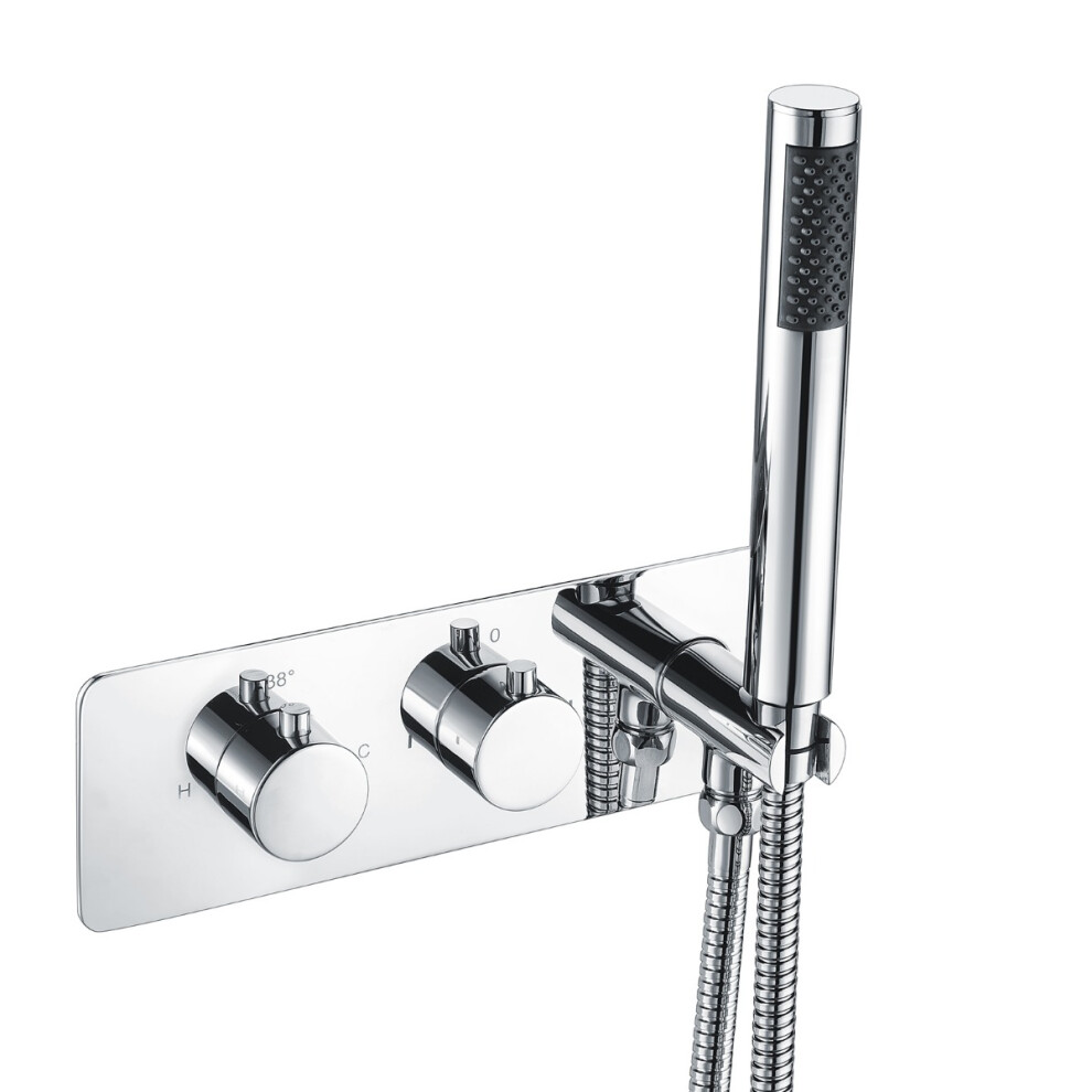 2 Dial 2 Way Round Thermostatic Concealed Valve Diverter & Shower Handset