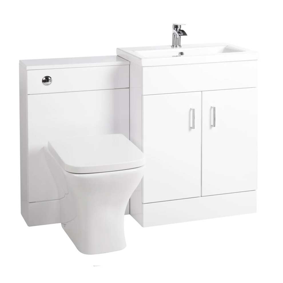 Nes Home Bathroom 600mm Floor Standing White Vanity, Basin & BTW Rimless Toilet