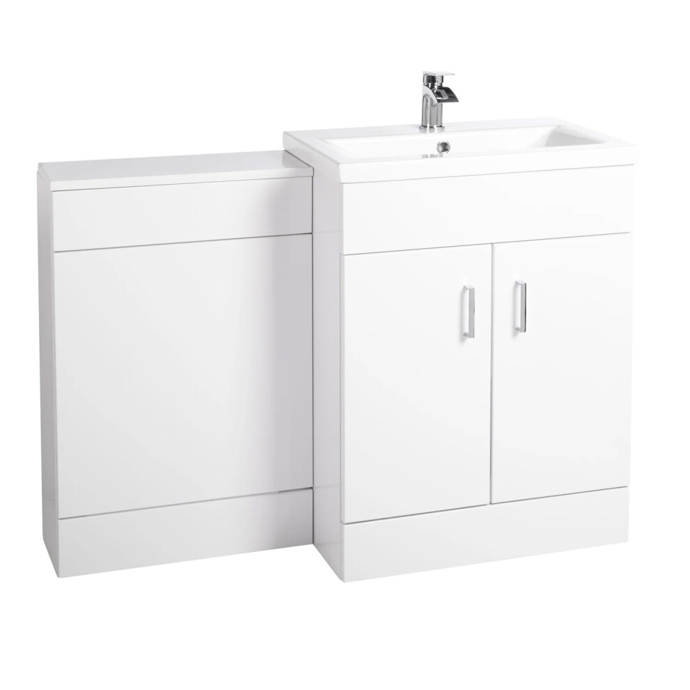 Nes Home Modern Bathroom 600mm Floor Standing White Vanity & Ceramic Basin