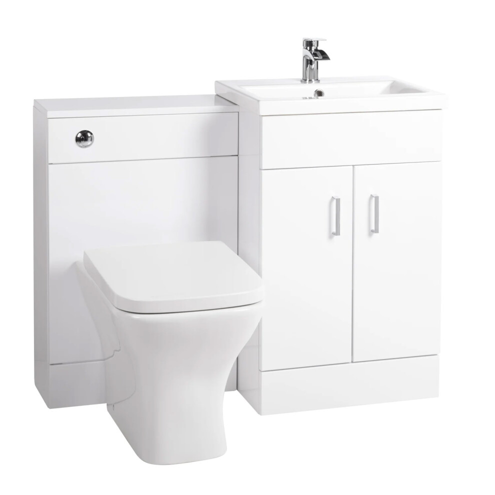 Nes Home Bathroom 500mm Floor Standing White Vanity, Basin & BTW Rimless Toilet