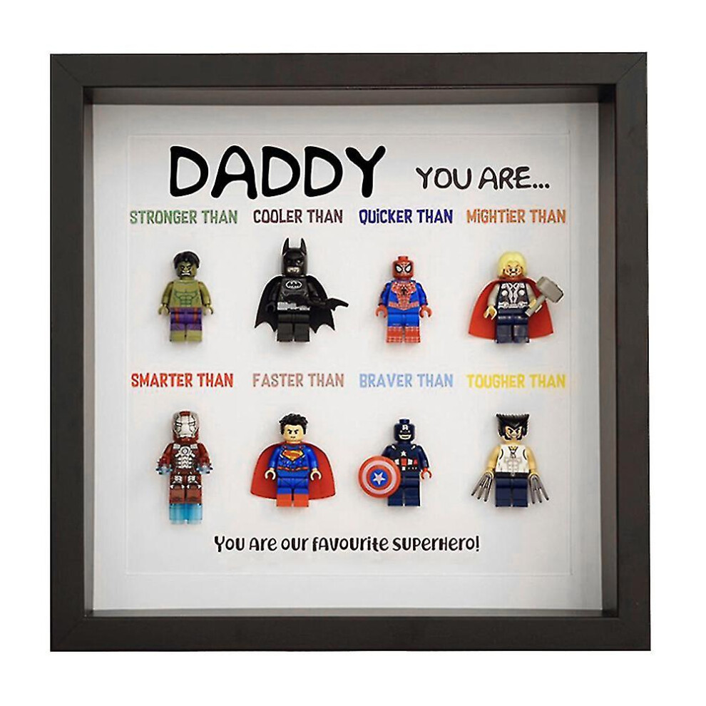 (Black) Superhero Photo Frame Wall Artwork Retro Cartoon Character Family Decoration