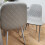 Glass Dining table and 4 grey leather chairs  Grey Glass Table 7