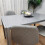 Glass Dining table and 4 grey leather chairs  Grey Glass Table 3