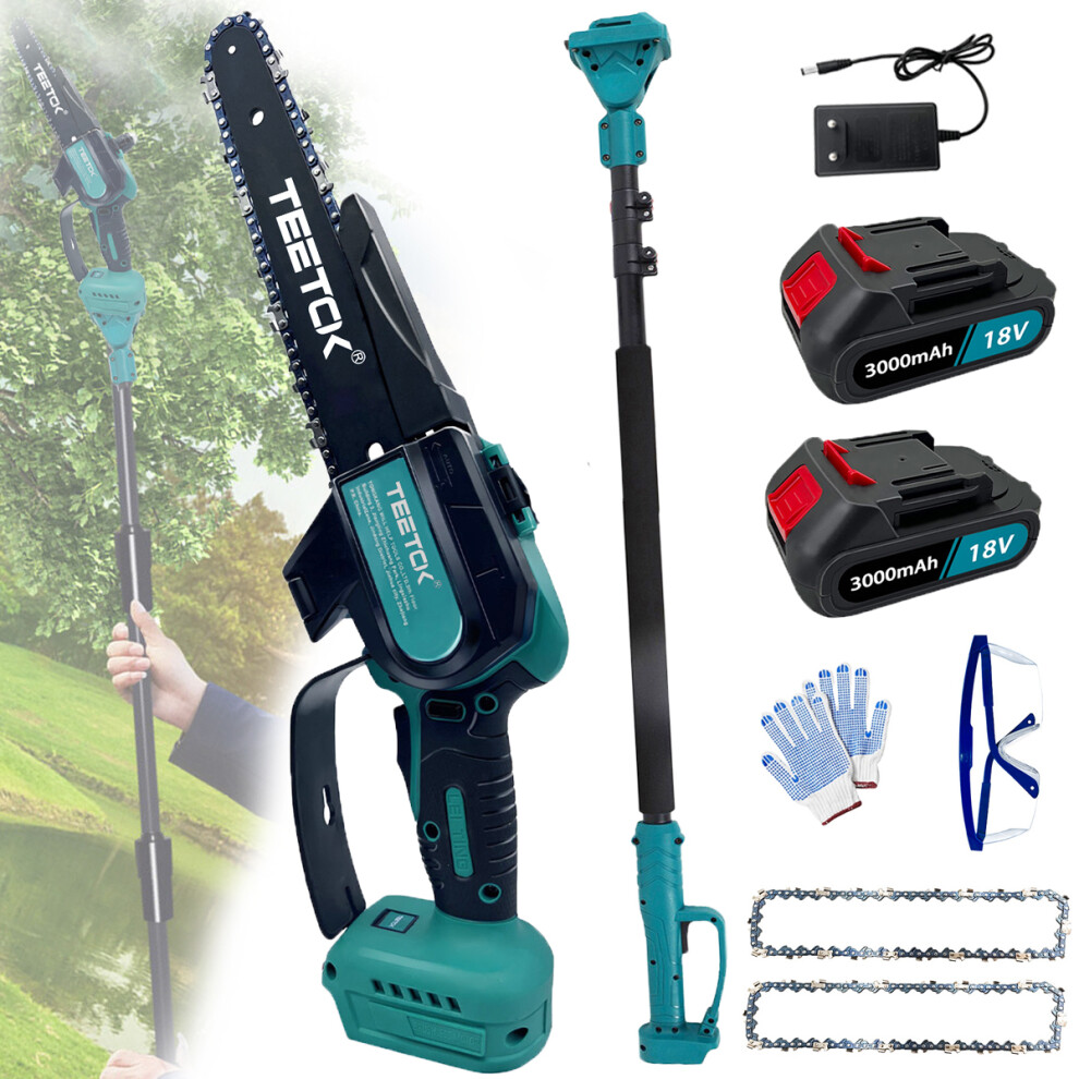 Long Reach Chainsaw Pruner Pole Saw Telescopic Extendable+2Battery+Charger-Makita Compatible