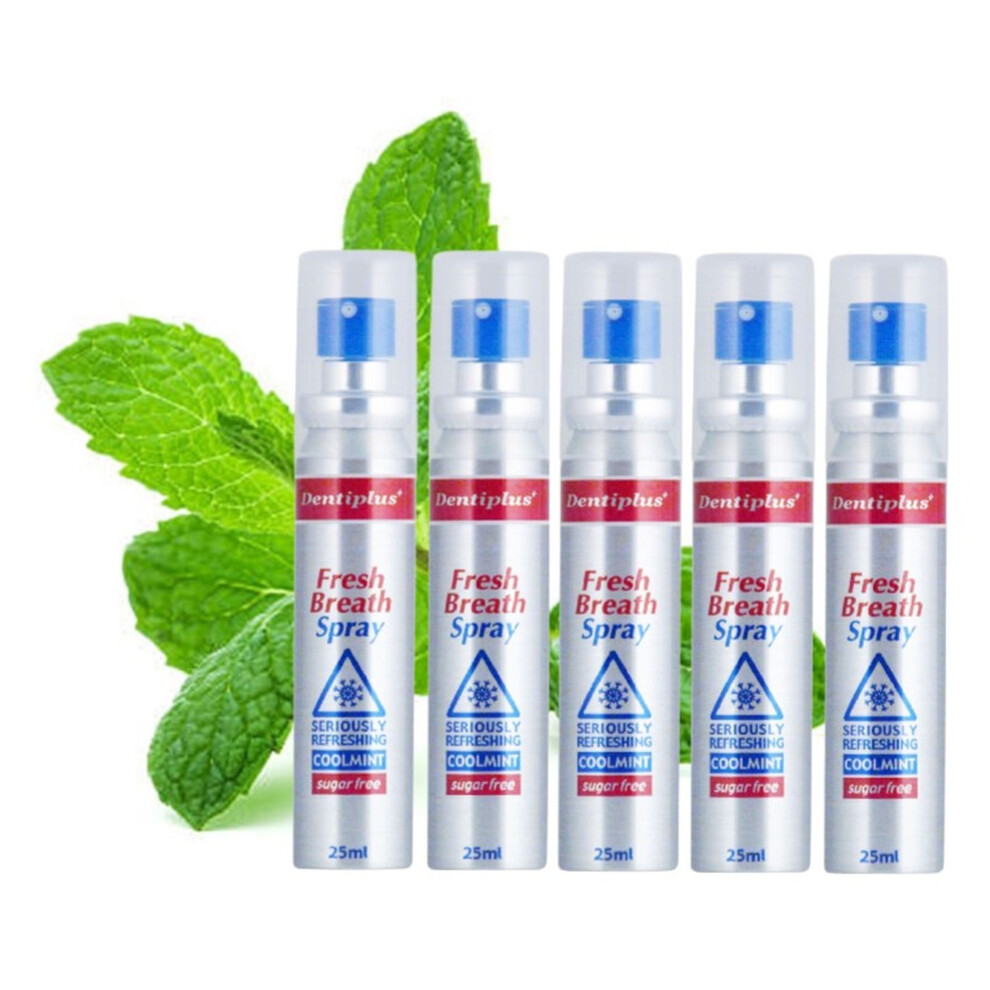 5x Dentiplus Fresh Breath Spray Coolmint Antibacl Mouth Spray 25ml