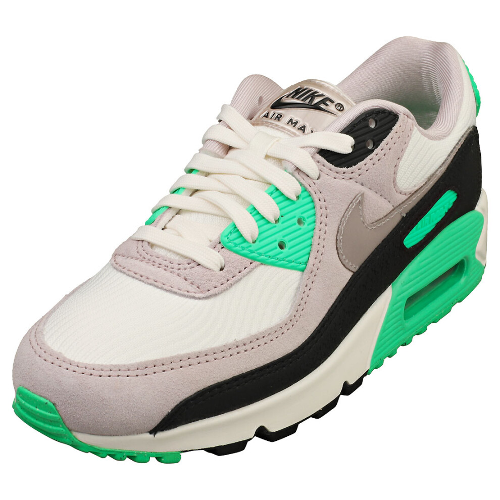 Nike Air Max 90 Womens Fashion Trainers in White Grey Black - 8 UK