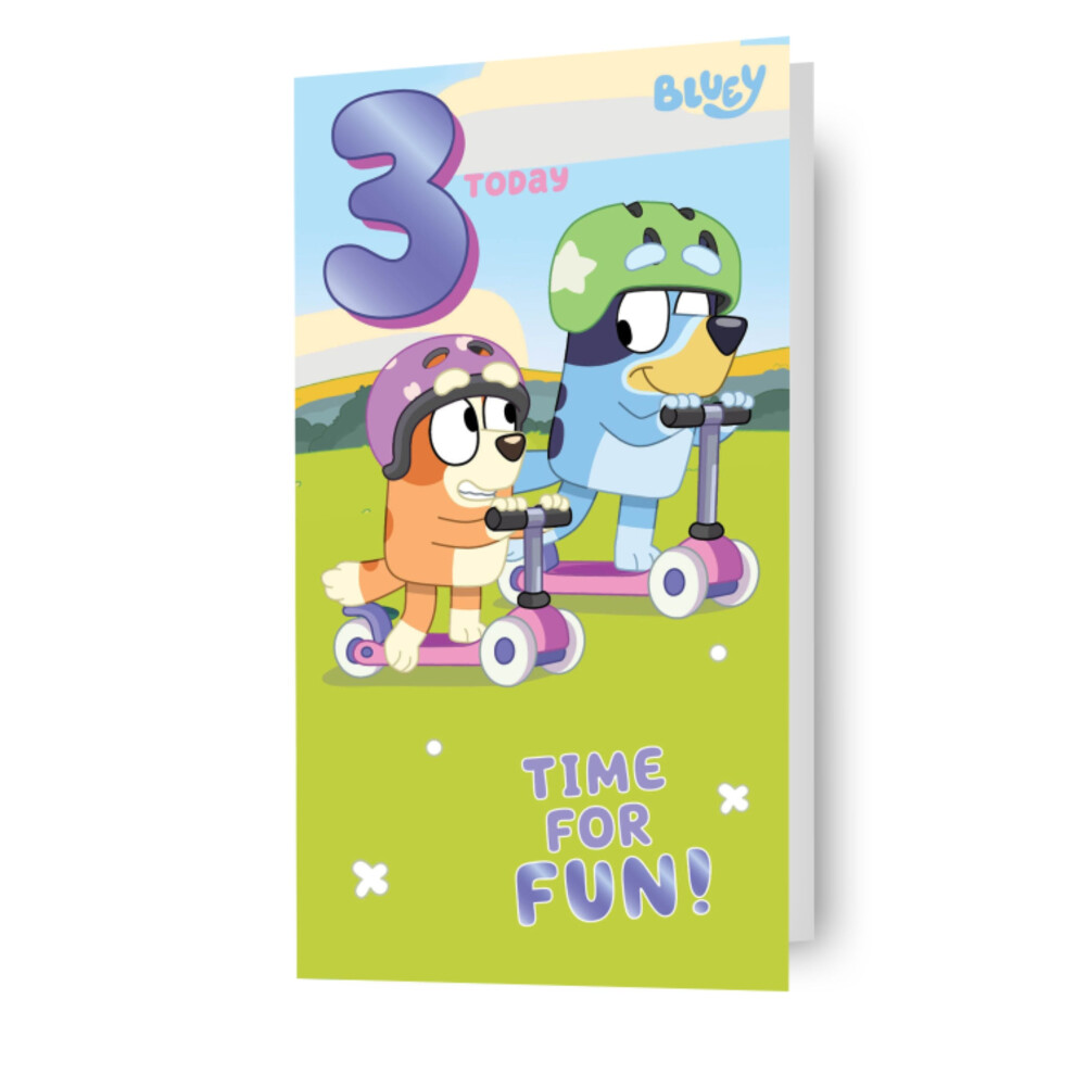 Bluey '3 Today' 3rd Birthday Card