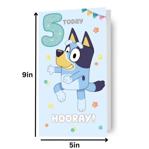 Bluey Bluey '5 Today' 5th Birthday Card 1