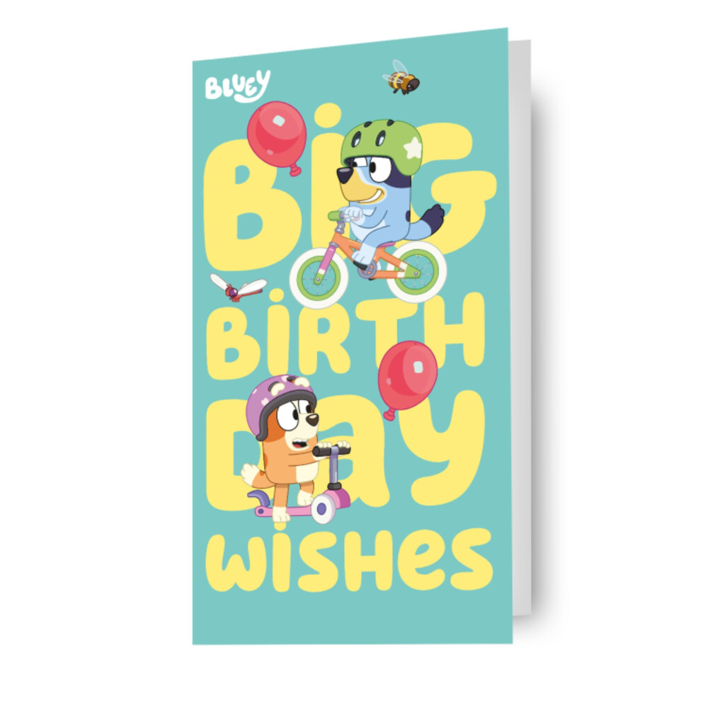 Bluey Birthday Wishes Card - Official Danilo Licensed, 9X5in With Envelope (Bl017)