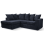 Byron Black Fabric LHC Corner Sofa 1