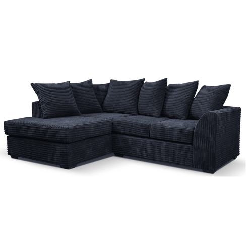 Byron Black Fabric LHC Corner Sofa