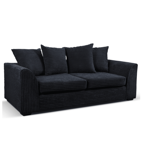 Byron Black Fabric 3 Seater Sofa