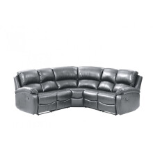 Roma Grey Leather Recliner 5 Seat Corner Sofa
