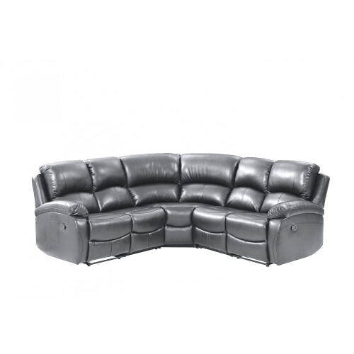 Roma Grey Leather Recliner 5 Seat Corner Sofa