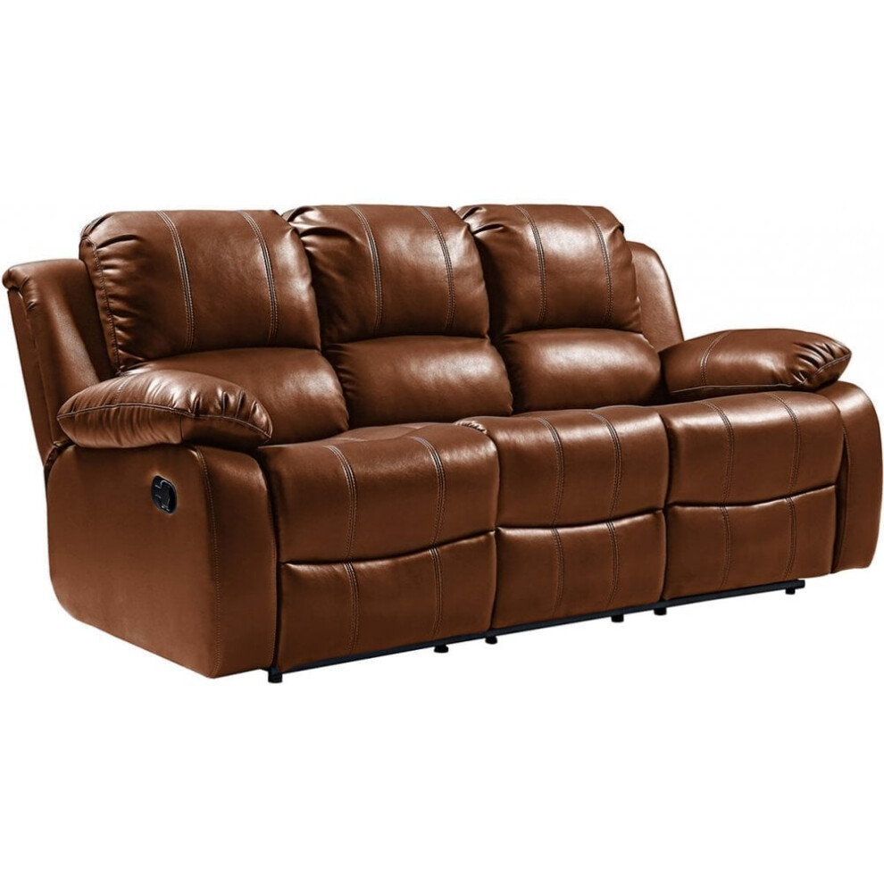 Valencia Tan Leather 3 Seater Recliner Sofa-image-OPC-PDYMR6Z-NEW