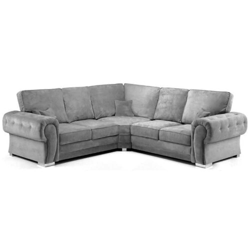 Verona High Back Grey Fabric Corner Sofa